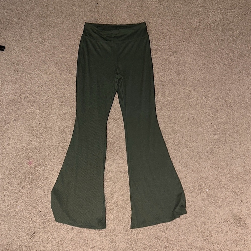 Olive green flare pants